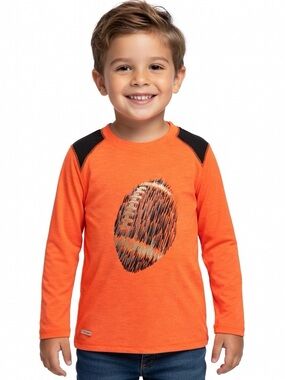 Boy’s Orange Football Graphic Long-Sleeve Shirt